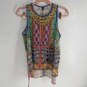 Clover Canyon Women's India Taj Mahal Printed Sleeveless Tank Blouse Size Medium